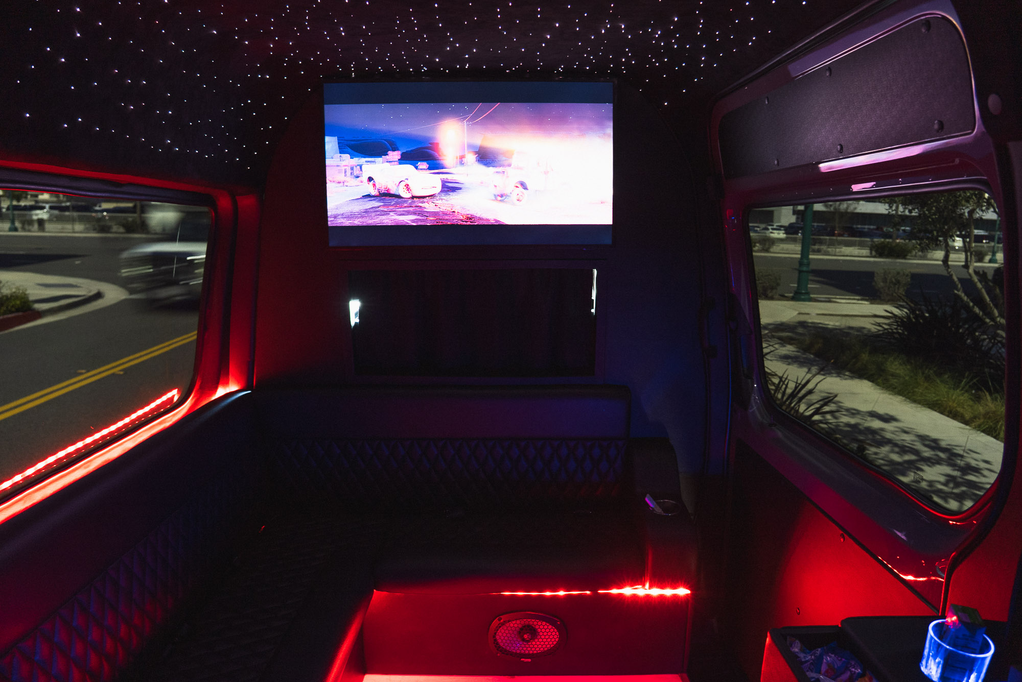 Starlight ceiling and flat screen TV